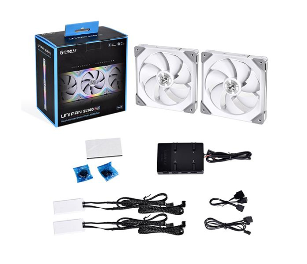 LIAN LI UNI FAN SL140 RGB PWM White Dual Pack 2x140mm UF-SL140-2W - 641554 - zdjęcie 6